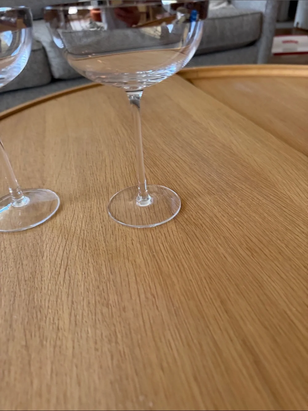 Elegant Clear Glass Coupe Champagne Glasses with Silver Rim - Set of 2